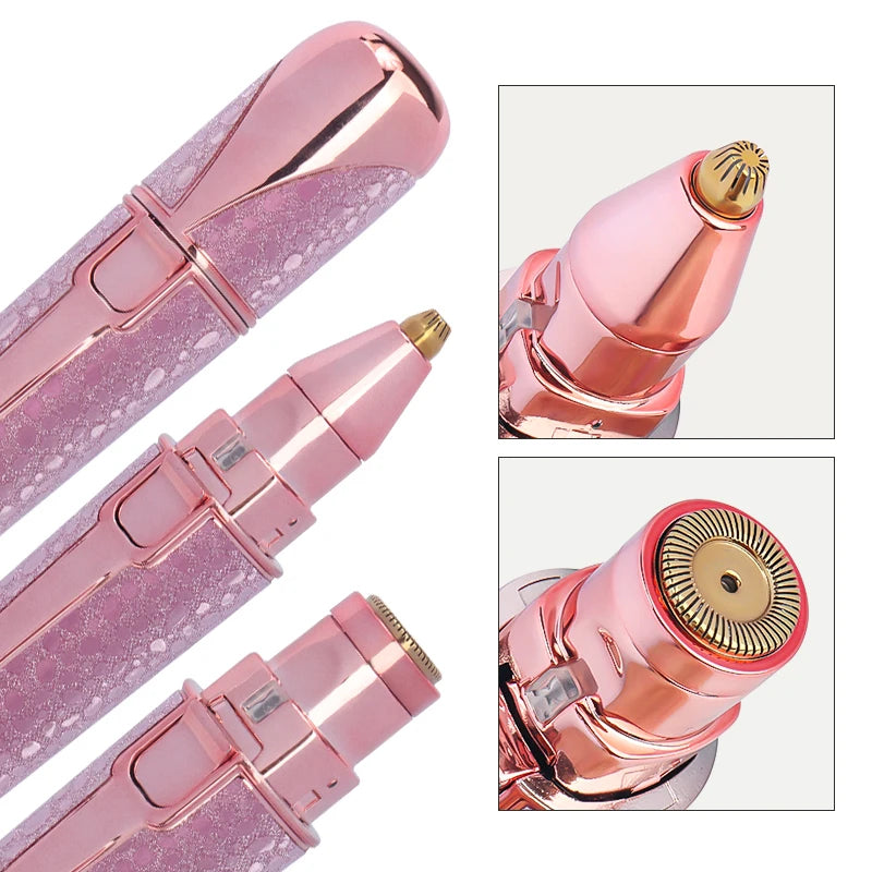 2 in 1 Electric Eyebrow Trimmer and Shaver, Rechargeable Hair Remover for All Parts Use in Pen Flawless Hair Remover Rechargeable Painless-Precision Eyebrow Trimmer and Eyebrow Razor Tool with LED Light for Face, Lips, Nose, Chin, Arm