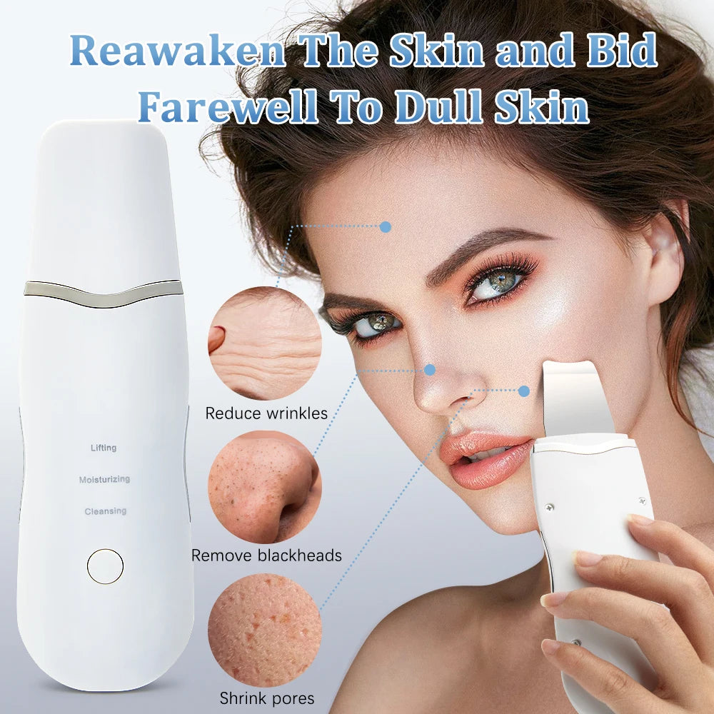 Rechargeable Facial Ultrasonic Cleansing Appliance Skin Scrubber Facial Exfoliation Blackhead Remover Facial Scraper Pimple Extractor Facial Deep Cleansing Machine Facial Care That Also Features Blackhead Remover