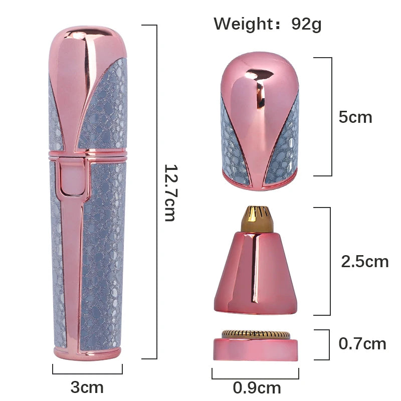 2 in 1 Electric Eyebrow Trimmer and Shaver, Rechargeable Hair Remover for All Parts Use in Pen Flawless Hair Remover Rechargeable Painless-Precision Eyebrow Trimmer and Eyebrow Razor Tool with LED Light for Face, Lips, Nose, Chin, Arm