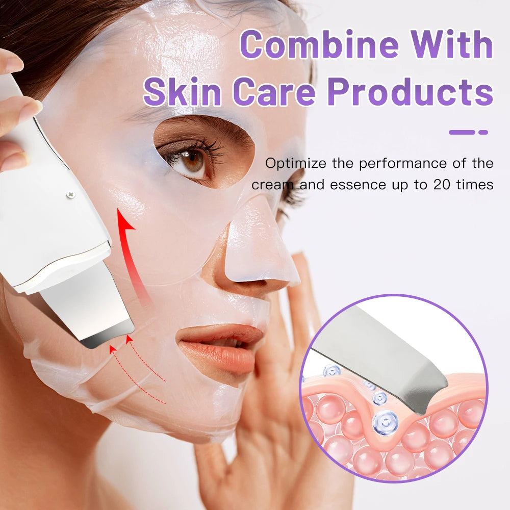 Rechargeable Facial Ultrasonic Cleansing Appliance Skin Scrubber Facial Exfoliation Blackhead Remover Facial Scraper Pimple Extractor Facial Deep Cleansing Machine Facial Care That Also Features Blackhead Remover