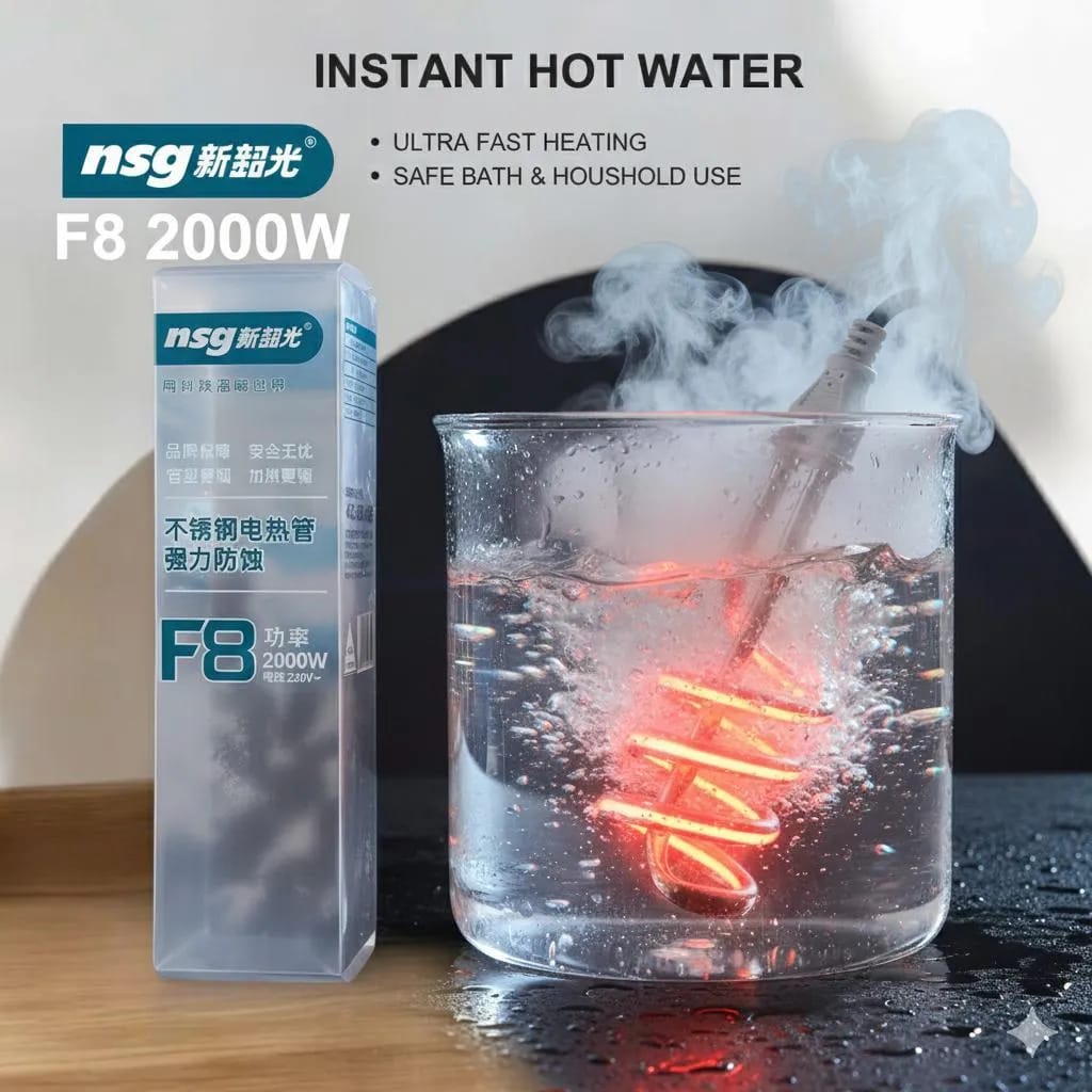 Premium Accessories Shock Proof Electric Water Heating Rod 2000W | Instant Immersion Water Heater for Bath & Bucket | Fast & Safe Portable Water Boiler F8