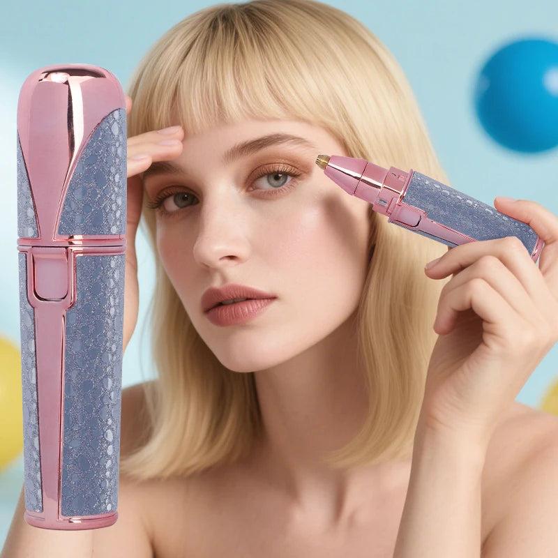 2 in 1 Electric Eyebrow Trimmer and Shaver, Rechargeable Hair Remover for All Parts Use in Pen Flawless Hair Remover Rechargeable Painless-Precision Eyebrow Trimmer and Eyebrow Razor Tool with LED Light for Face, Lips, Nose, Chin, Arm