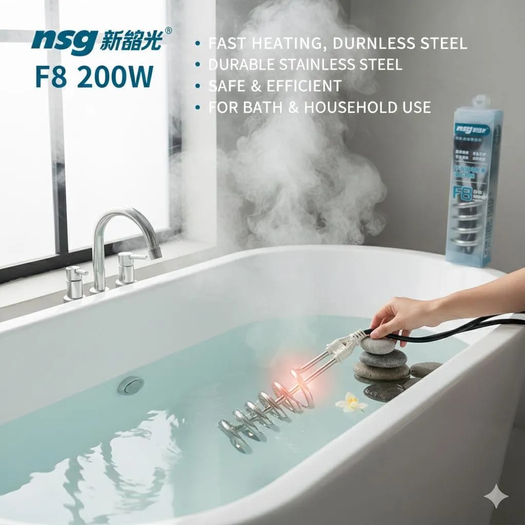 Premium Accessories Shock Proof Electric Water Heating Rod 2000W | Instant Immersion Water Heater for Bath & Bucket | Fast & Safe Portable Water Boiler F8